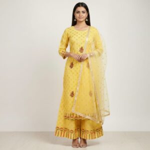 Yellow Embroidered Sharara